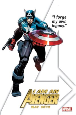 O Soldado Invernal vira o novo Capitão América. Traço de John Romita Jr.