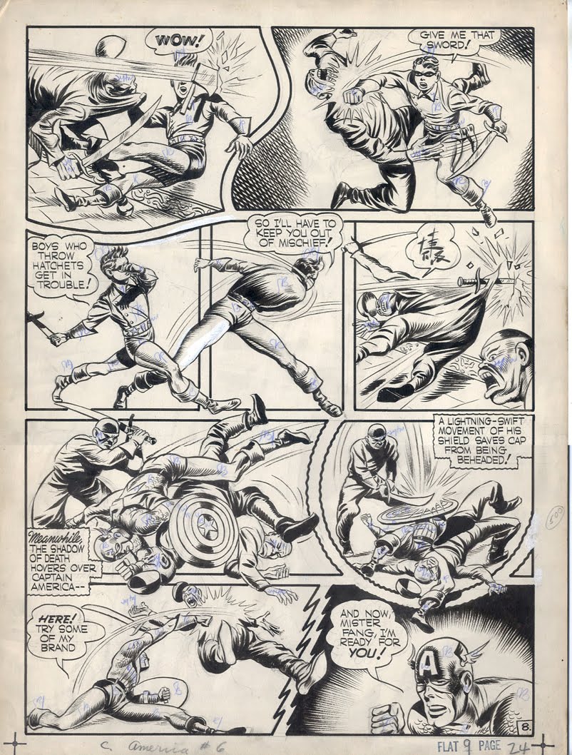 captain America by Jack Kirby 1941 original page in black and white