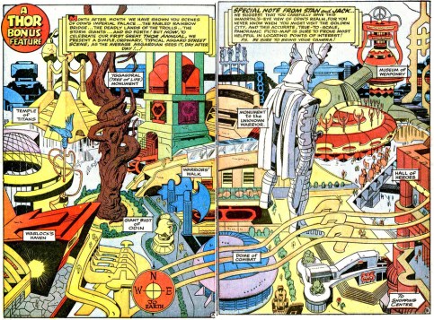 Mapa de Asgard por Jack Kirby.