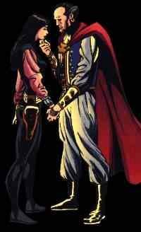 Ra's Al Ghul e Tália Head nos quadrinhos.