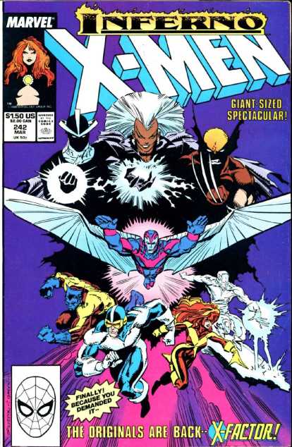 Capa de "Uncanny X-Men 242" com o primeiro encontro entre os X-Men e o X-Factor, na arte sombria de Marc Silvestri.