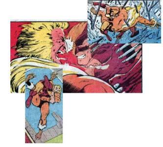 Recortes do segundo round de Wolverine contra Dentes de Sabre, agora com arte de Alan Davis.