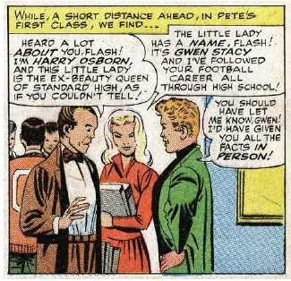 harry, gwen flash by steve ditko