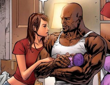 Jessica Jones, Luke Cage e a filha de ambos, Danielle.