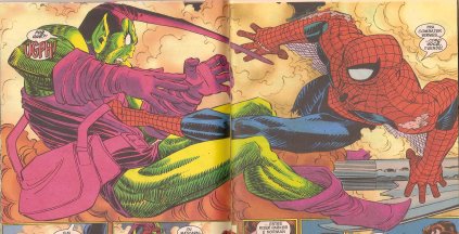 O Duende Verde versus Homem-Aranha. Arte de John Romita Jr.