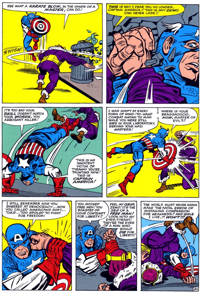 Captain America vs baron zemo by jack kirby
