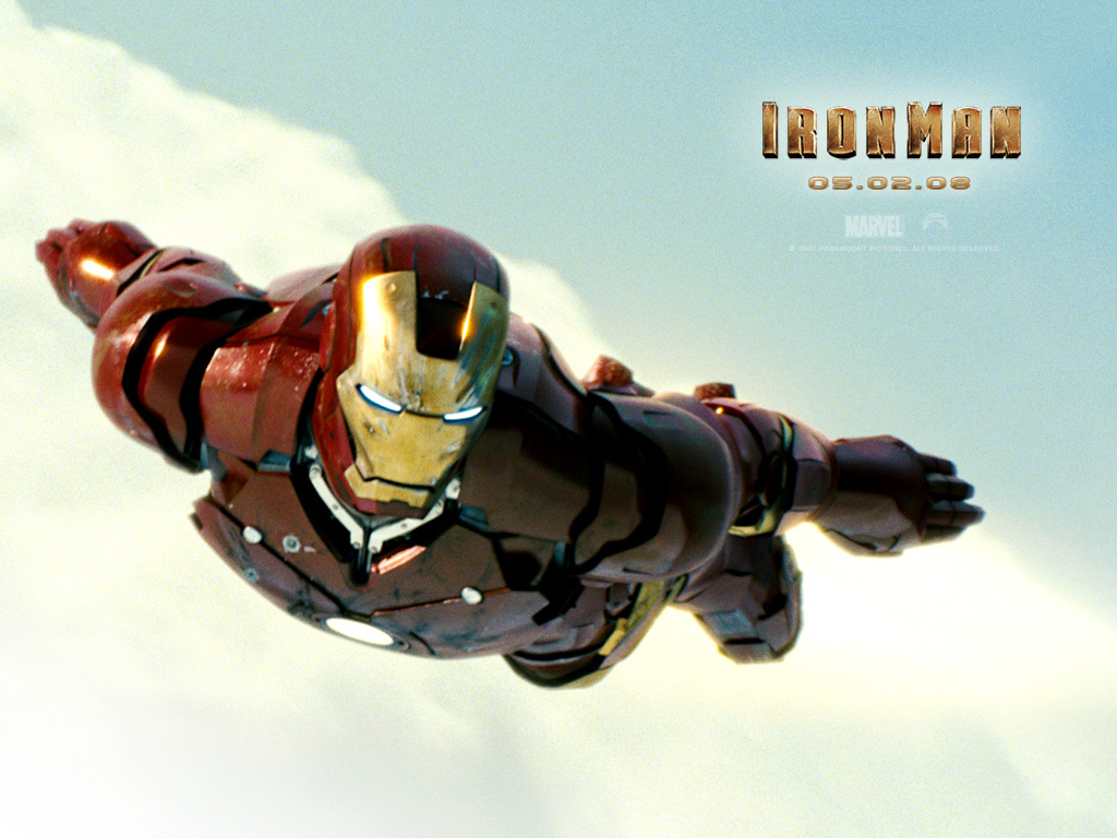 Iron-Man movie 2008 poster flying