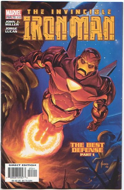 Início do arco "Melhor Defesa" em "Iron-Man 73", de 2003.