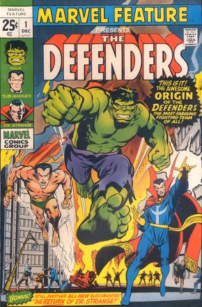 A estreia dos Defensores, em 1971. Capa de John Buscema e arte interna de Ross Andru.