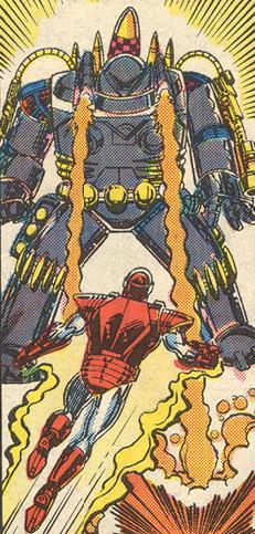 O Poder de Fogo ataca o Homem de Ferro na Guerra das Armaduras.