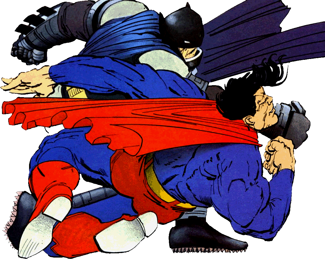 A luta entre Batman e Superman é um dos pontos altos da história clássica de Frank MIller.