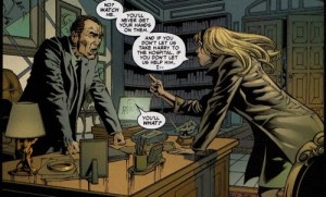 Norman Osborn e Gwen Stacy discutem nas histórias de Straczynski e Deodato.