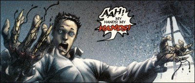 O jovem James Howlett vê suas garras pela primeira vez: numa cena levada aos cinemas mais tarde.