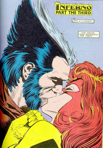 wolverine and jean grey kiss on inferno saga