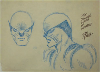 Os esboços originais de John Romita para o visual de Wolverine...