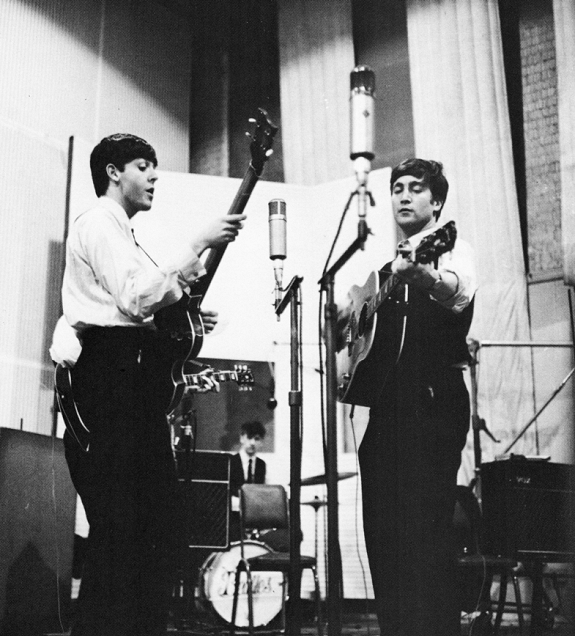 beatles lennon and mccartney playing in the early sessions
