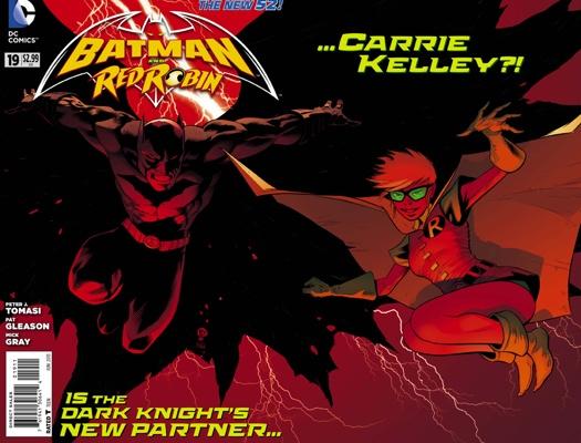 Batman ao lado de Carrie Kelley na capa dupla de Batman & Robin 19.