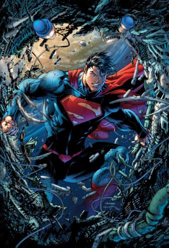 O Superman em visual atual, por Jim Lee.