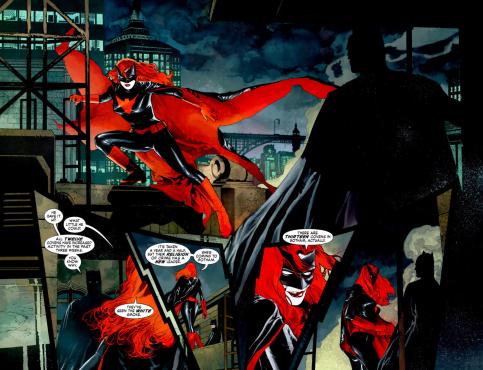 A bela arte de J. H. Williams nas elogiadas histórias da Batwoman.