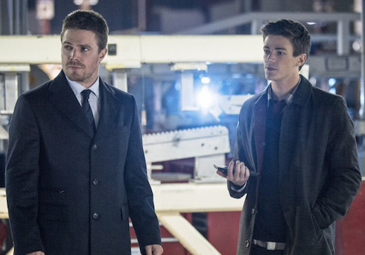 Oliver Queen (Arqueiro Verde) e Barry Allen (Flash) em Arrow. 