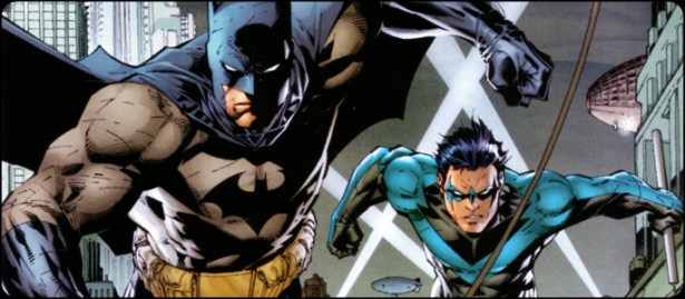 Batman e Asa Noturna em Silêncio. Arte de Jim Lee.