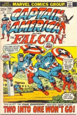 Capitães América em guerra! Arte de Sal Buscema. 