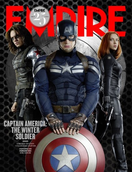 Soldado Invernal, Capitão América e Viúva Negra na capa da Empire.