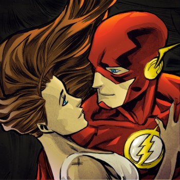 Iris West e o Flash nos quadrinhos. 