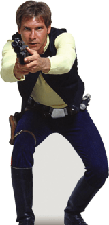 Harrison Ford como Han Solo, no filme de 1977.