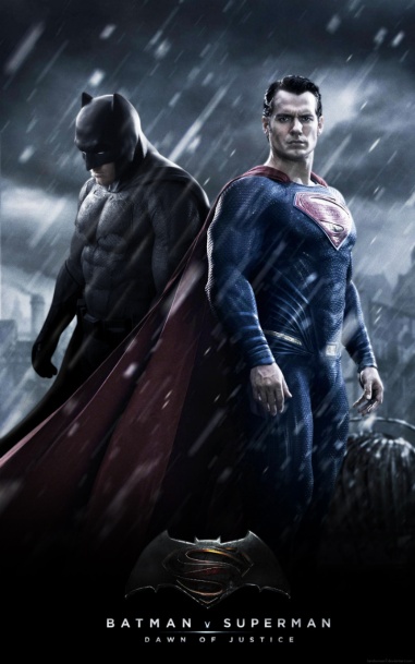 Montagem de fã com as imagens oficiais de Dawn of Justice: Batman e Superman juntos.