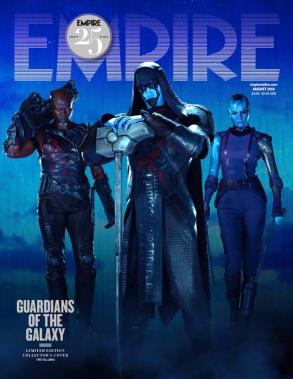 O trio de vilões: Korath, Ronan e Gamora na capa da revista Empire. 