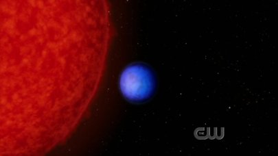 Krypton na órbita do sol Rao na versão de Smallville. 