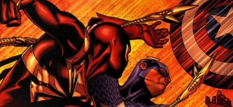 O Homem-Aranha versus o Capitão América em Guerra Civil nos quadrinhos.