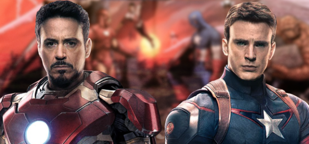 Homem de Ferro vs. Capitão América em Guerra Civil.