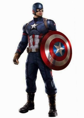Arte com o uniforme do Capitão América: quase igual.