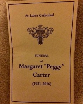 Convite para o funeral de Peggy Carter.