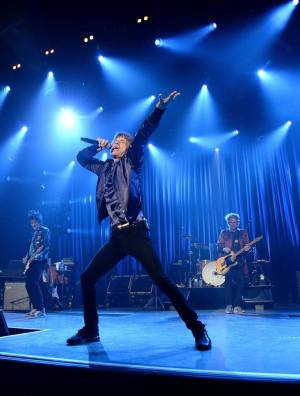 Os Rolling Stones em Los Angeles ontem.