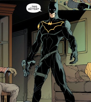 Jim Gordon como Batman: sem ecoar diretamente em Liga da Justiça.