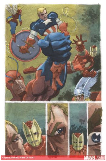 ... que resulta numa pequena luta com os Vingadores. 