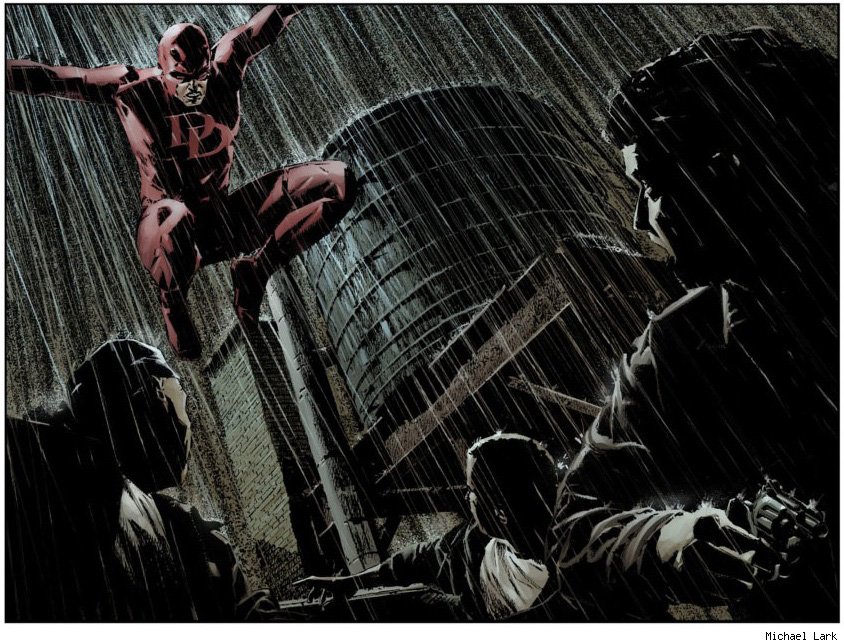 Fantástica arte de Michael Lark no Demolidor.