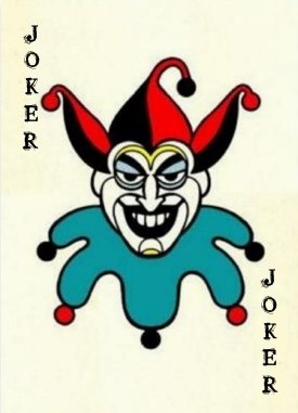 A carta do curinga criada por Jerry Robinson.