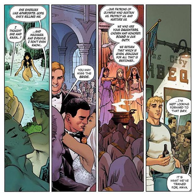 Rucka e Scott dão pistas do elemento lésbico na HQ.