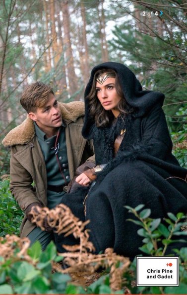 Steve Trevor e Diana numa floresta. 
