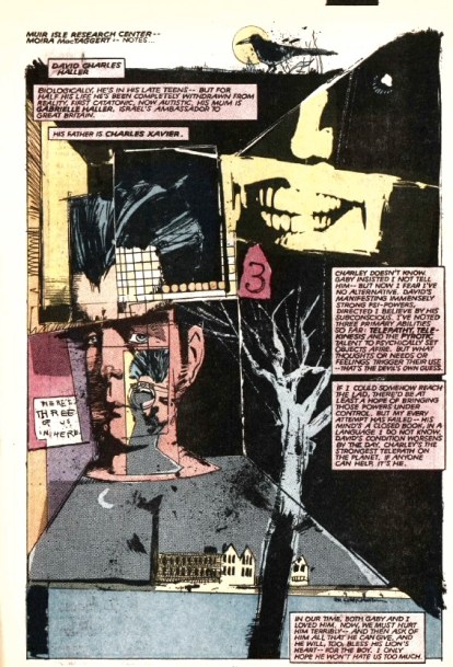 A arte abstrata de Sienkiewicz em Novos Mutantes.