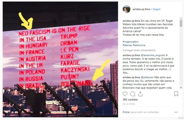 roger waters new fascism list SP show