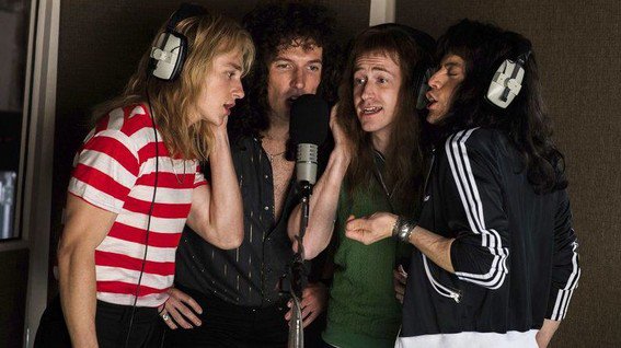 bohemian-rhapsody-movie the band recording vocals