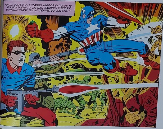 Bucky and Cap in action in the war by jack kirby